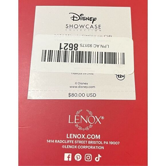 Lenox 895792 2024 Minnie Mouse Sitting On A Gift Ornament, Christmas - Picture 7 of 7